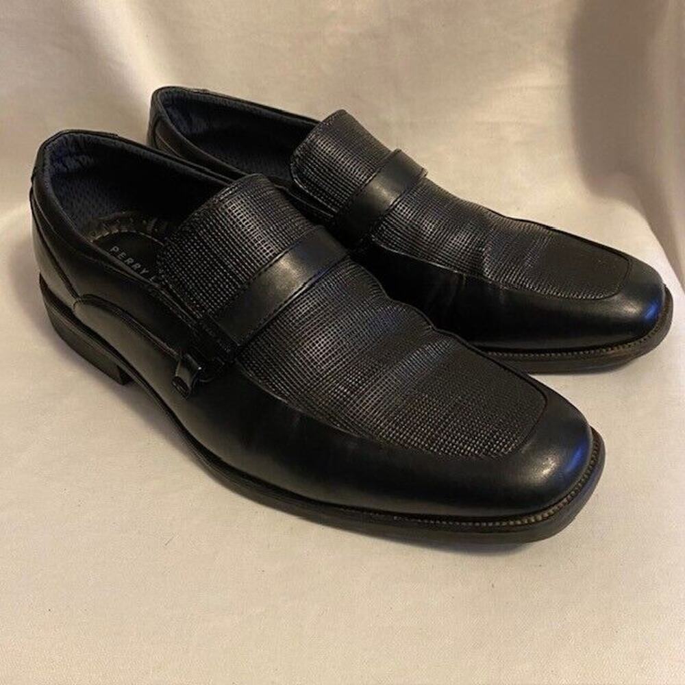 Perry Ellis Portfolio Ultra Foam Black Dress Shoes Mens 10.5 Loafer Slip On